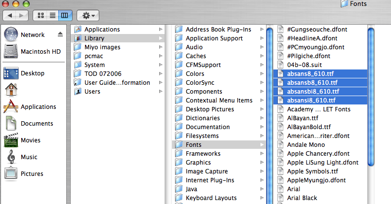 Installing fonts on Mac OS X